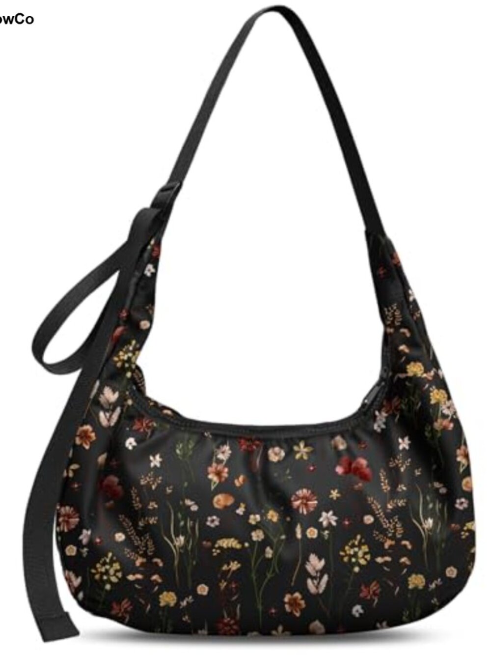 Nylon Crossbody Bag with Adjustable Strap, Spacious Crescent Shape
